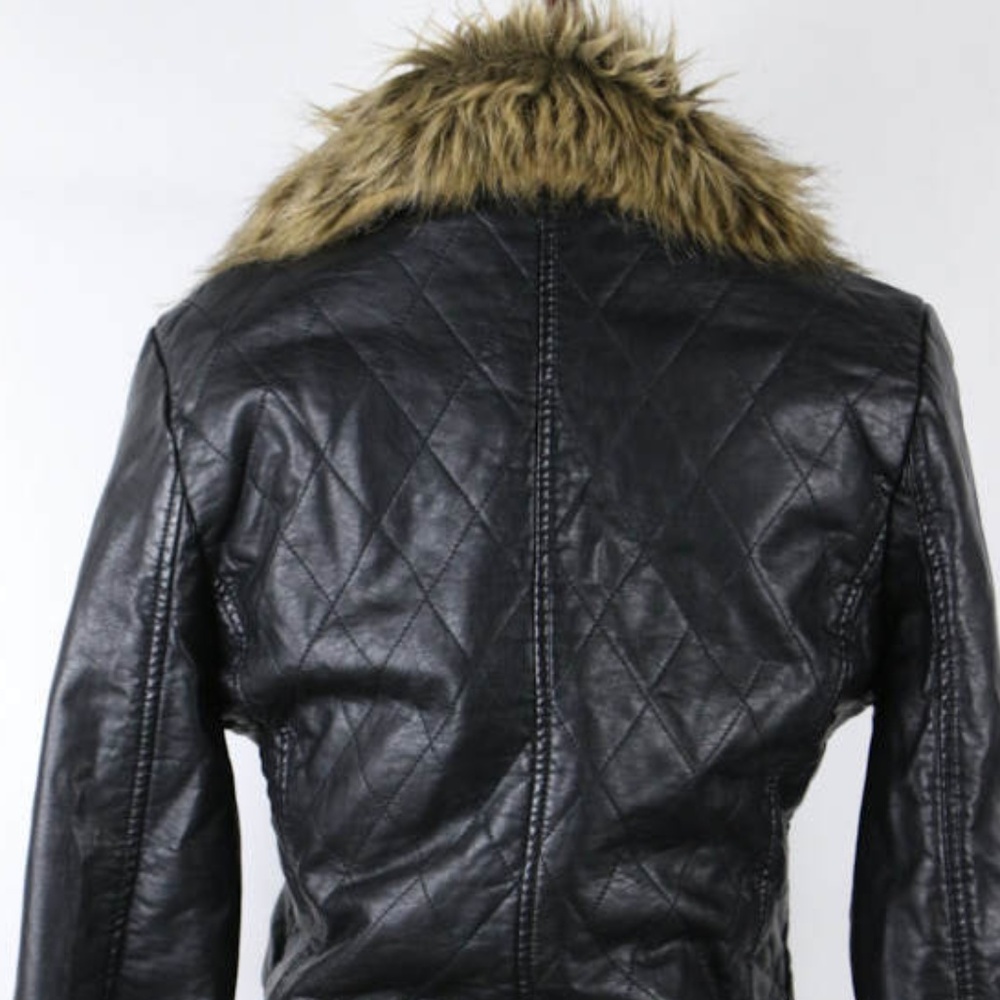 Member's Only Black Faux Leather with Faux Fur - Picture 5 of 6